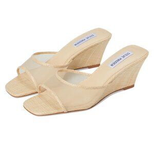 Steve Madden Seleste Sandals in Raffia Mesh Tan 10 Womens SLides Wedge Heels